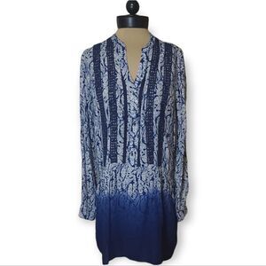 Knox Rose Boho Blue White Tunic Mini Dress Size Medium